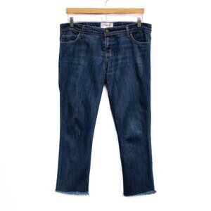 Acquaverde Nikky Cropped Jeans Women's 29 Blue Low Rise Raw Hem Y2K French Denim
